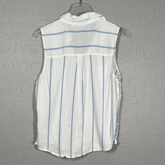 SO Women's Sleeveless Blue and White Striped Shirt Size Large - Picture 7 of 7